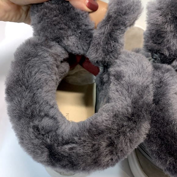 Grey Leather Shearling Boots - Picture 2 of 16